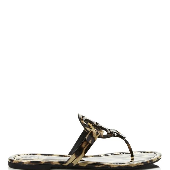 NWOB Tory Burch Miller Leopard Print Logo Flip Flops Thong Sandals - Size 7.5 - Picture 3 of 7